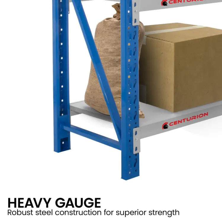Centurion Long Span Shelving 1-Bay 1.5m Wide - 200kg Per Shelf, 800kg Bay, Gusseted Steel | LS-150