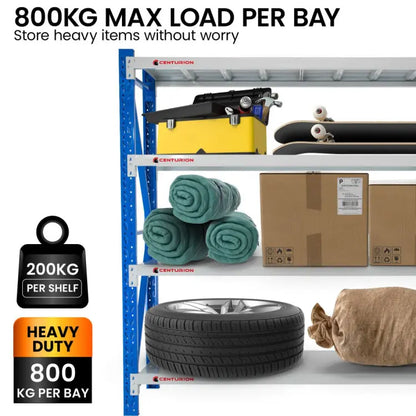 Centurion Long Span Shelving 1-Bay 1.5m Wide - 200kg Per Shelf, 800kg Bay, Gusseted Steel | LS-150