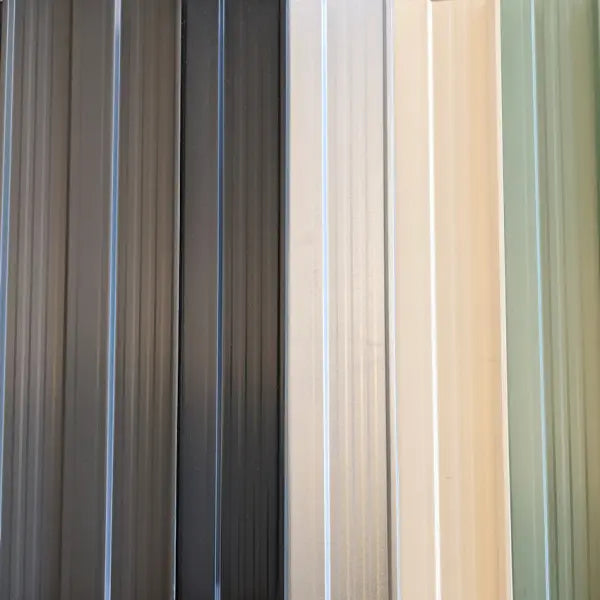 SpanBilt garden shed colour range: Zinc, Monolith, Slate Grey, Smooth Cream, Rivergum Green