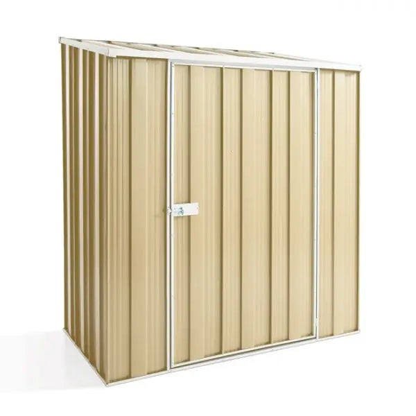 Tall narrow SpanBilt YardStore S53-S shed in Smooth Cream with 2.03m skillion roof and slimline 1.07m depth