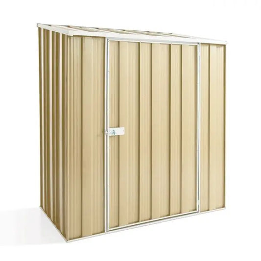 Tall narrow SpanBilt YardStore S53-S shed in Smooth Cream with 2.03m skillion roof and slimline 1.07m depth