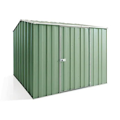 YardStore G78-S Mist Green garden shed installed in Australian backyard garden setting