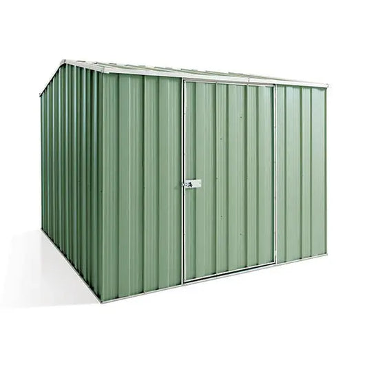 YardStore G78-S Mist Green garden shed installed in Australian backyard garden setting